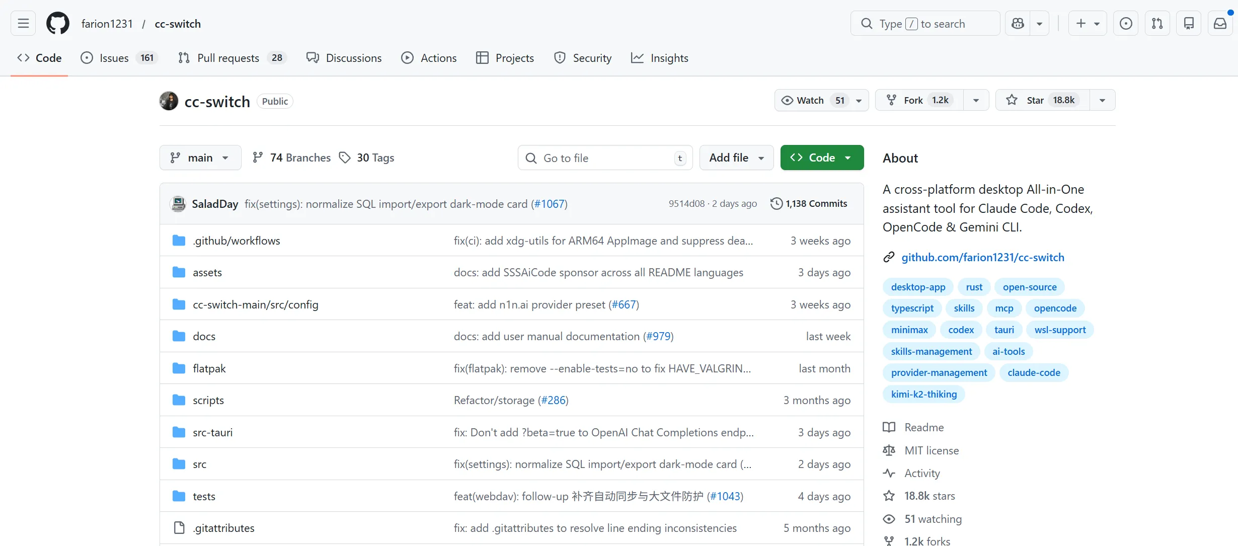 CC Switch Github 网站