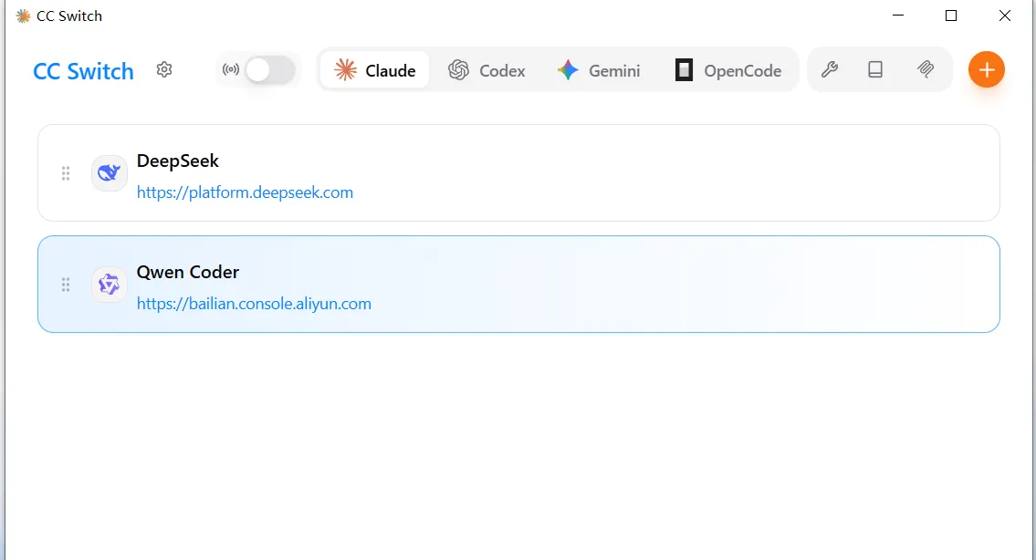 CC Switch 添加DeepSeek 和Qwen